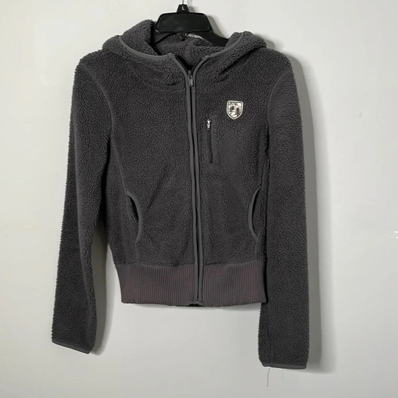 American Eagle Outfitters Gray Fleece Full Zip Hooded Jacket - Picture 1 of 4